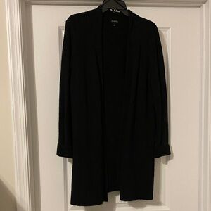 Talbots Black Open-Front Long Cardigan Sweater